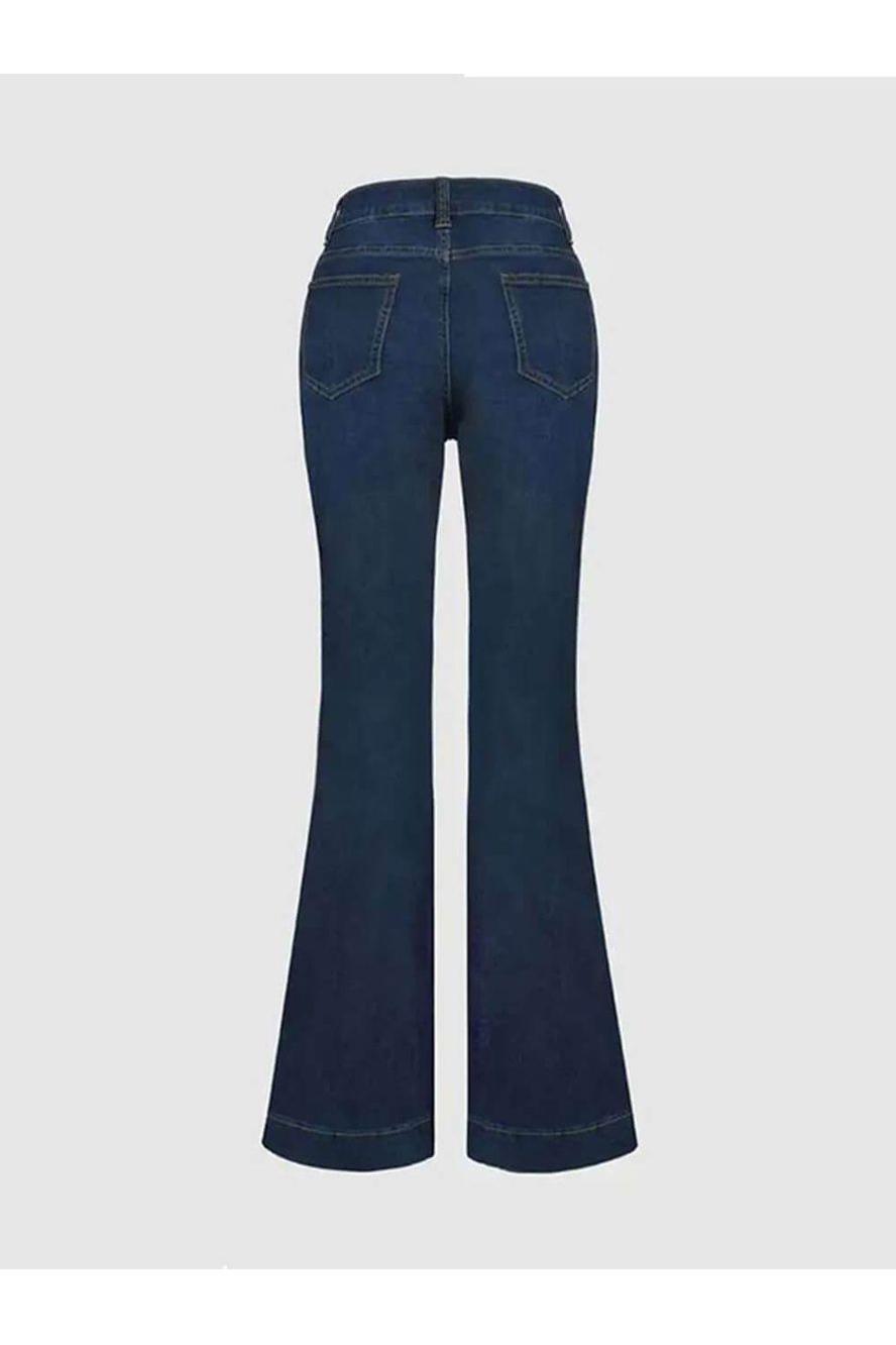 Stylish High-Waisted Patchwork Flared Jeans