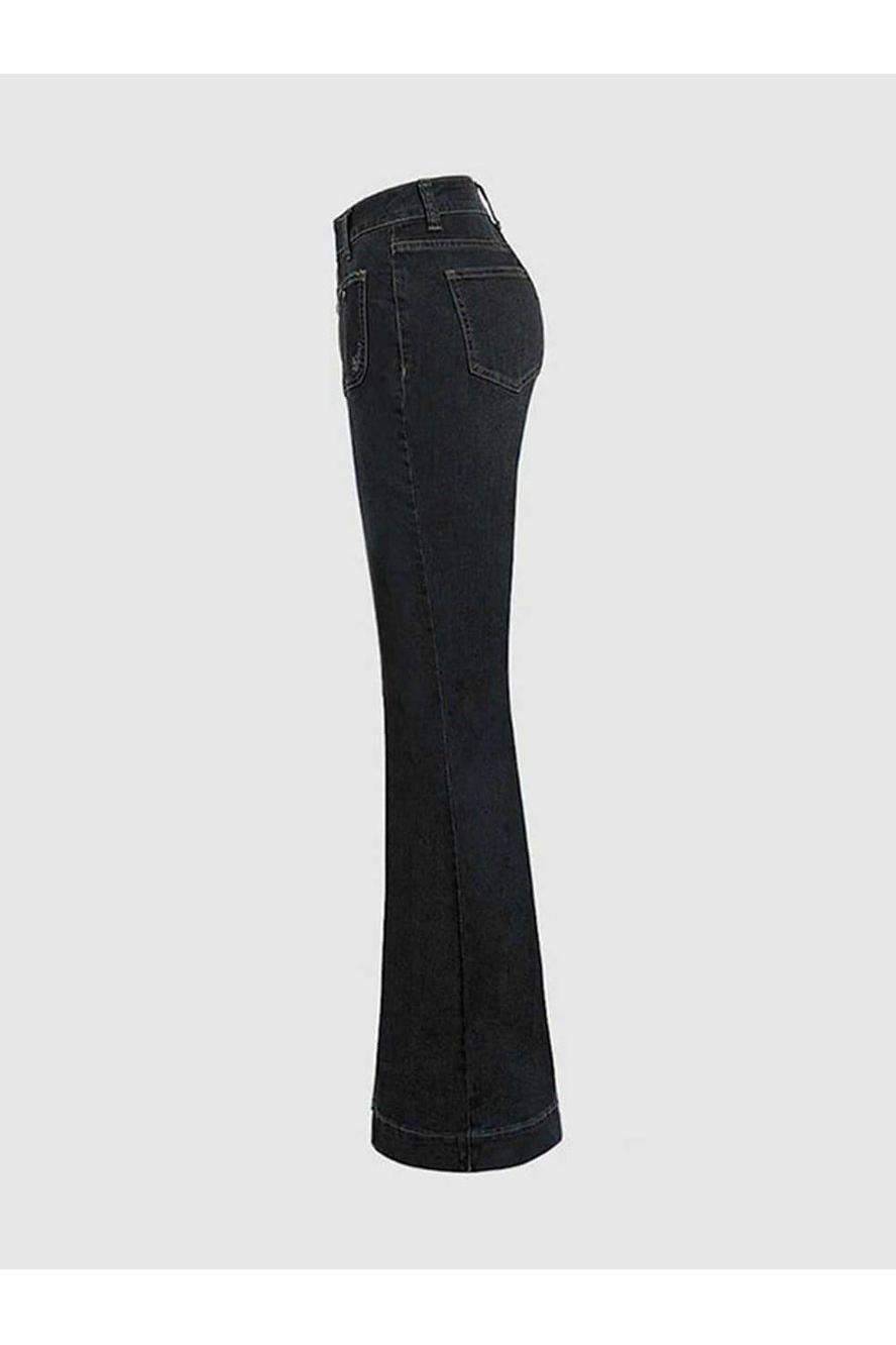 Stylish High-Waisted Patchwork Flared Jeans