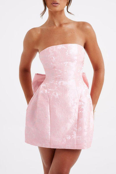Amelia-Jacquard Knot Mini Dress