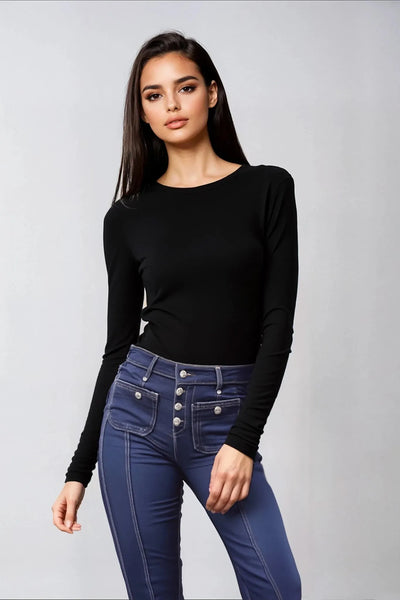 Stylish High-Waisted Patchwork Flared Jeans