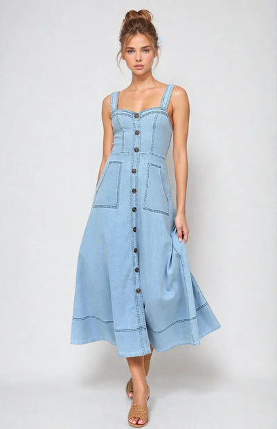 Elora Denim Midi Dress