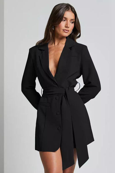 Benoit™ Blue Belted Blazer Dress