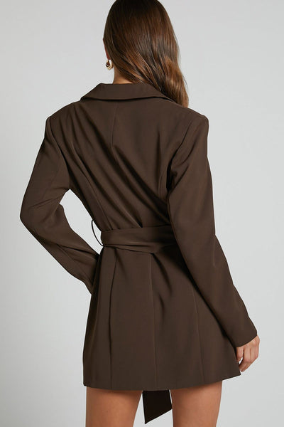 Benoit™ Blue Belted Blazer Dress