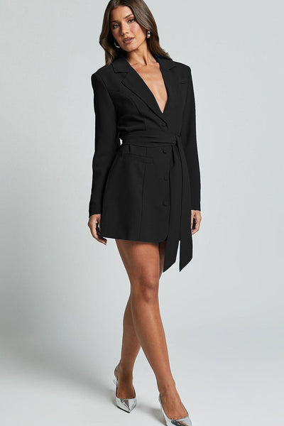 Benoit™ Blue Belted Blazer Dress