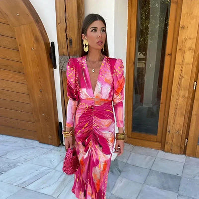 The Vibrant Elegance Midi Dress