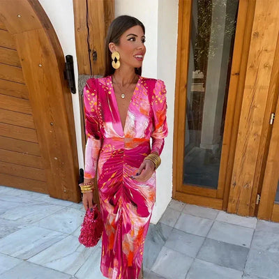 The Vibrant Elegance Midi Dress
