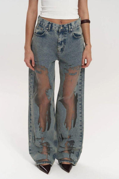 Nova – Sheer Panel Wide-Leg Jeans