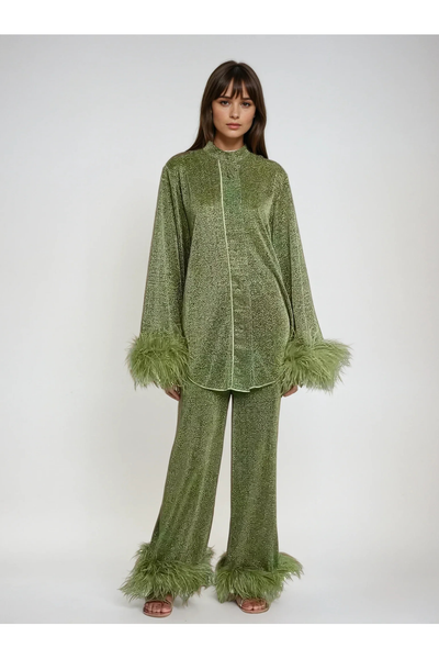 Amara – Feather-Trimmed Loungewear Set