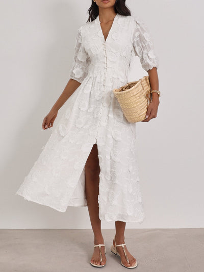 YASMINA - EMBROIDERED MIDI DRESS