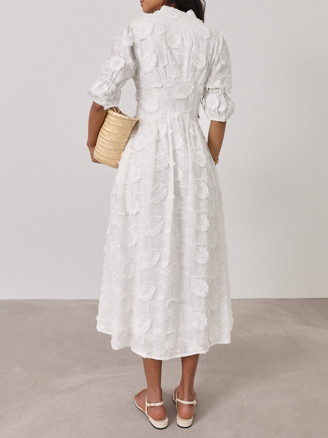 YASMINA - EMBROIDERED MIDI DRESS