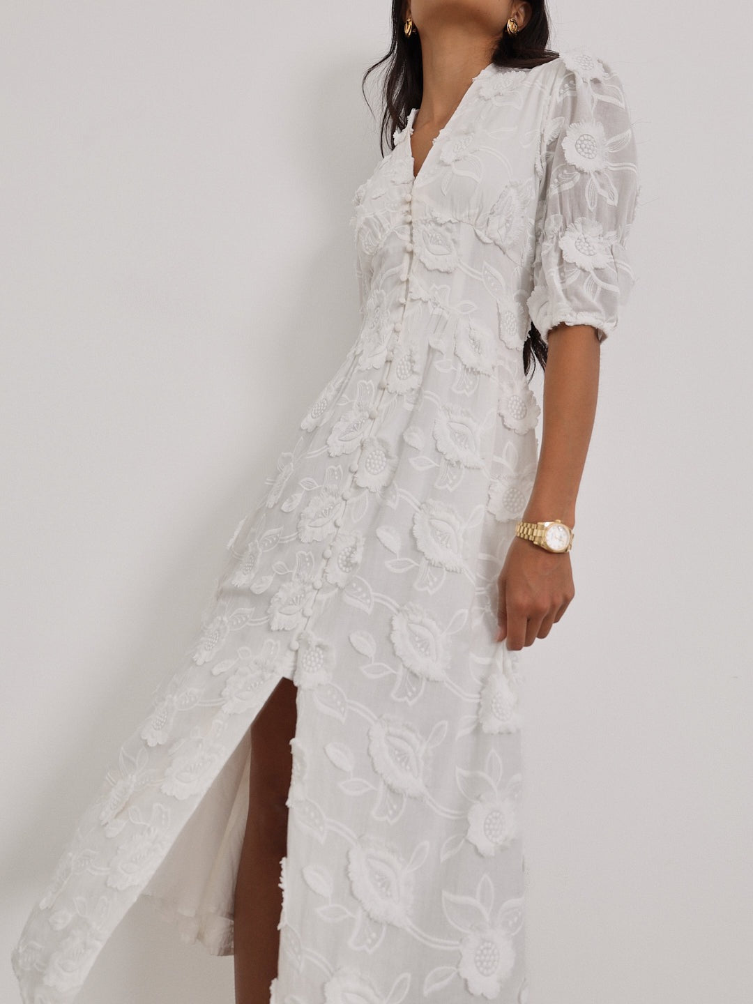 YASMINA - EMBROIDERED MIDI DRESS