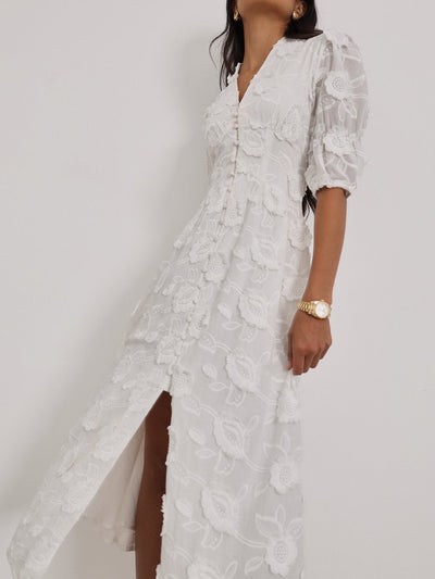 YASMINA - EMBROIDERED MIDI DRESS