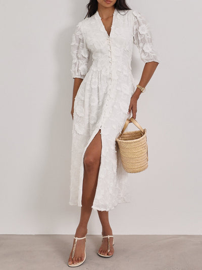 YASMINA - EMBROIDERED MIDI DRESS