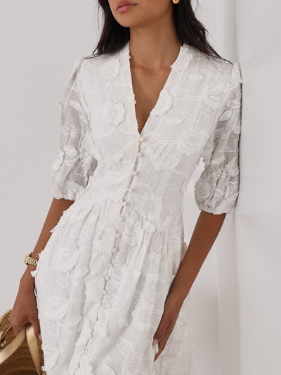 YASMINA - EMBROIDERED MIDI DRESS
