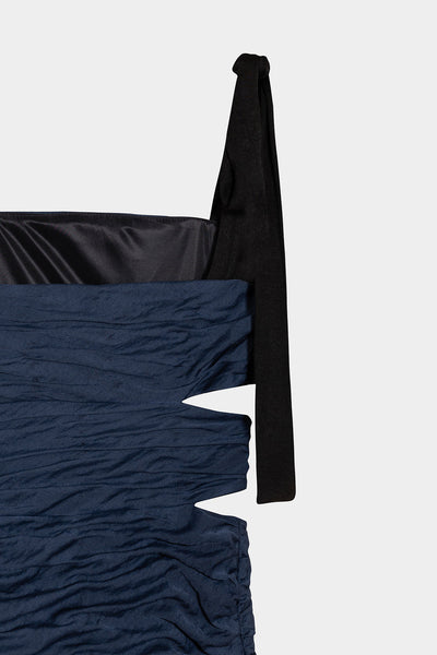 CLÍO - RUCHED DRESS WITH TIED STRAPS